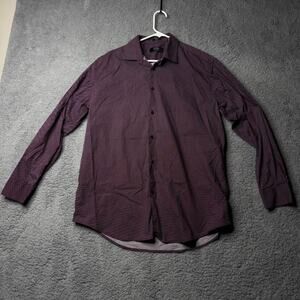 Jones New York Shirt Large Purple Polka Dot Long Sleeve Button Up